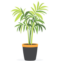 Tall Plant Pot 2D flat vector illustration, isolated on a white background.