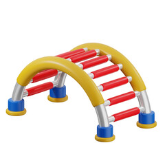 Colorful plastic climbing bridge for children's outdoor play and recreational activities.