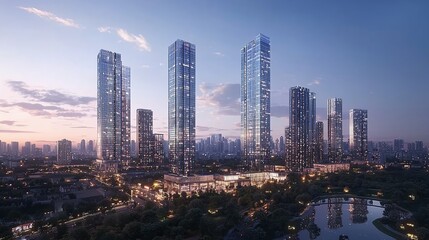 Obraz premium Chengdu Skyline Scenery with High Buildings