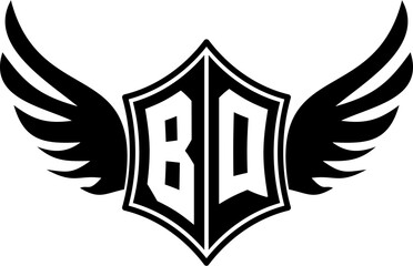 BQ logo emblem with winged and shield template