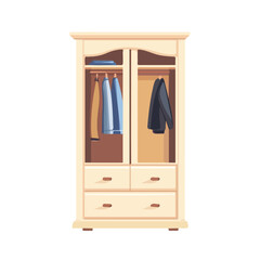 2D flat Wardrobe vector illustration, isolated on a white background.