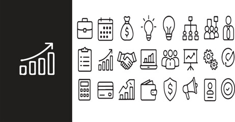 Fototapeta premium Offers a vast collection of business and finance icons in various styles, including outline, filled, and gradient designs.