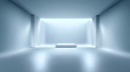 Illuminated empty room showcase modern architecture digital art minimalist design interior environment aesthetic perspective