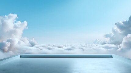 Serene cloudscape reflection above the clouds digital artwork ethereal environment wide angle view tranquility concept