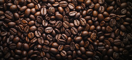 Naklejka premium Rich assortment of roasted coffee beans showcasing various textures and colors