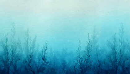 Grunge Watercolor Background with Ferns at the Bottom