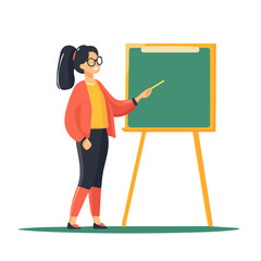Teacher With Chalk 2D flat vector illustration, isolated on a white background.
