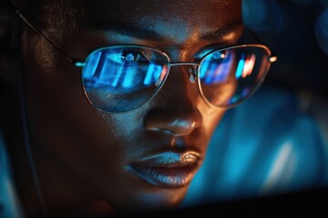 Man looking at a computer monitor