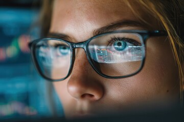 Woman looking at a computer monitor
