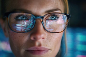 Woman looking at a computer monitor