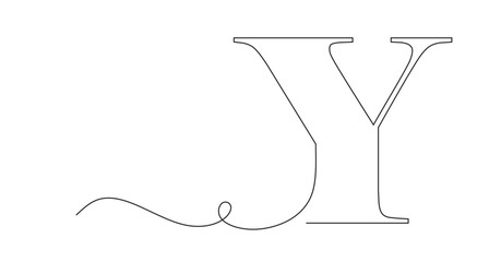 art of a continuous line from the letter Y with a line that curves and twists