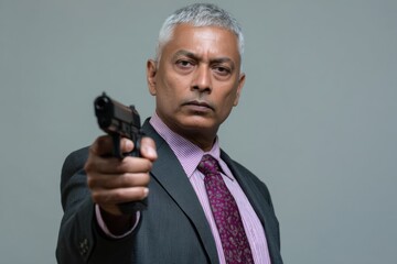 Businessman holding a gun