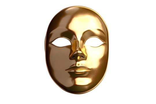 Gold face mask on white background. Ai Generated Images