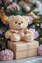 gift box flowers teddy bear