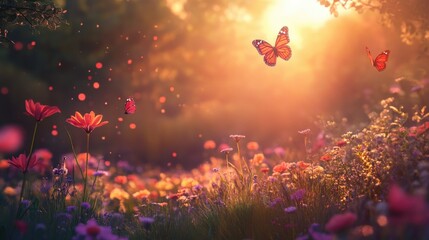 beautiful nature. butterflies are flying.