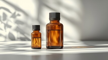 Amber glass bottle on clean table high resolution picture