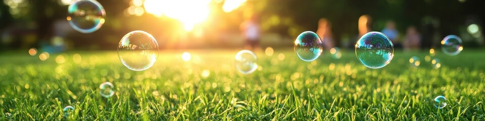 soap bubbles in the park children