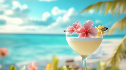 drink a cocktail on vacation. Selective focus. nature