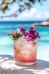 drink a cocktail on vacation. Selective focus. nature