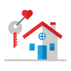 A house key with a heart, symbolizing homeownership.
