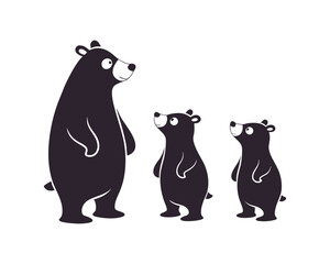Cute bear family silhouette illustration.