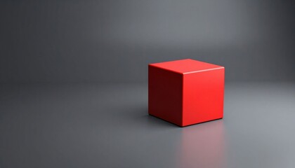 Red Cube Against Dark Gray Background