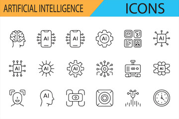 AI and Technology Icons for Apps, Websites, and Digital Marketing