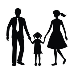 Happy Family Holding Hands Silhouette.