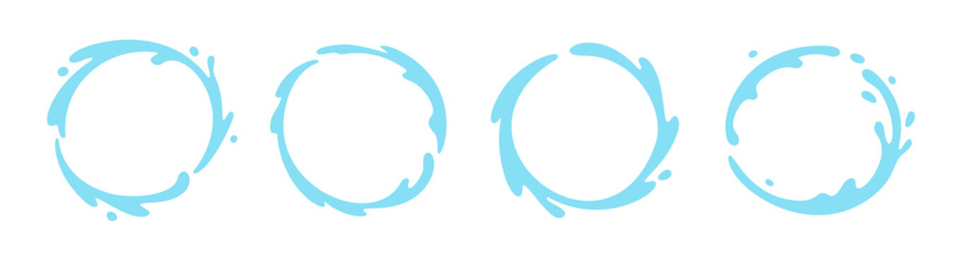 Vector water splash circle logo icon. Round water splash flat frame liquid abstract background design.