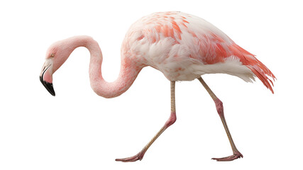 A full view of a flamingo isolated on transparent background, real photo, stock photography, high resolution