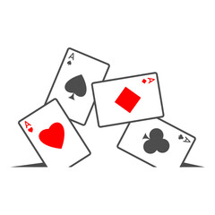 Scattered playing cards vector icon