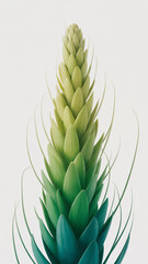 Fototapeta premium Abstract Green Plant with Layered Leaves and Delicate Tendrils