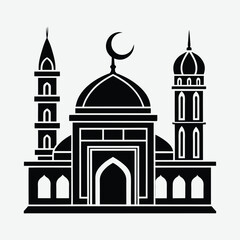 Simple Black Silhouette of a Mosque.