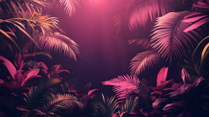 tropical background dark in purple and pink