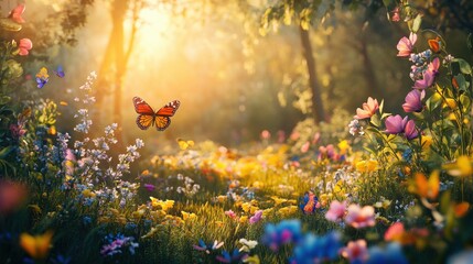 beautiful nature. butterflies are flying.