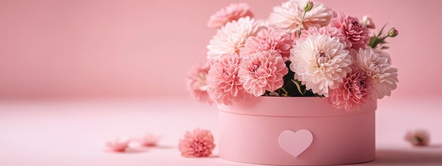 Beautiful pink box with pink flowers.