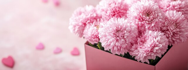Beautiful pink box with pink flowers.