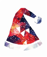 Fototapeta premium Geometric Santa hat with abstract triangle pattern isolated on white background