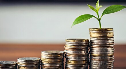 Investment Plant on Coin Stack Financial Success