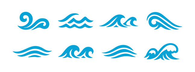 Vector sea wave icon. Water ocean shape wave silhouette element flow logo symbol design