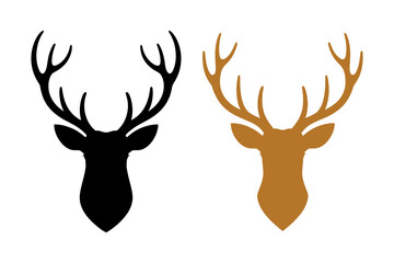 Deer head silhouette vector art illustration icon