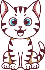 Colorful Cute Cartoon Kitten – Adorable Smiling Baby Cat Illustration with Blue Eyes