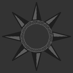 antique sun illustration; vintage solar depiction