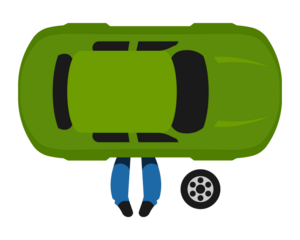 Illustration of Mechanic Working under Car