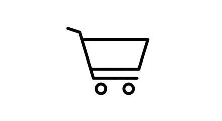 Minimalist Shopping Cart Icon: Black Line Art on White