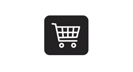 Minimalist Black Shopping Cart Icon in Rounded Square
