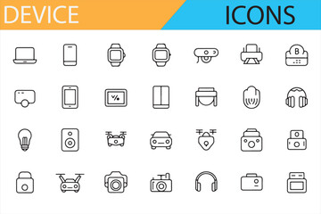Smartphone, Camera, and Tech Gadget Icons for Technology Projects