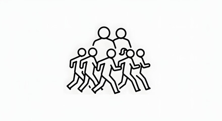 Group of People Running Silhouette Illustration on White Background