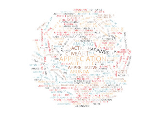 Colorful circular word cloud featuring positive personality traits and values centered around thoughtfulness and connection with others