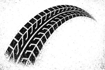 Tire track mark wheel vector pattern. Tyre car tread print texture race bicycle trace sign grunge stamp.